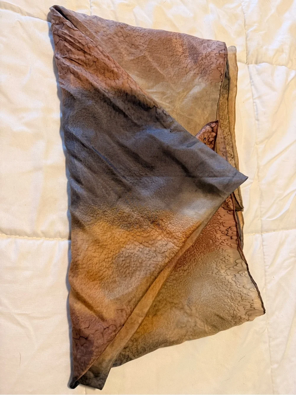 Christina De Laage Vintage Women's Silk Scarf in Gradient Brown and Gray
